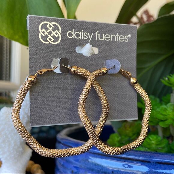 Hexagon Gold Hoops Daisy Fuentes Fashion Earrings $16ea / 3 for $25 - Picture 4 of 9